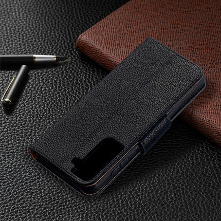 For Samsung Galaxy S21 5G Litchi Texture Pure Color Horizontal Flip Leather Case with Holder & Card Slots & Wallet & Lanyard(Black)-garmade.com