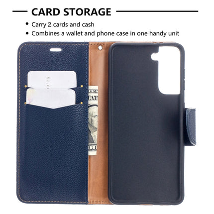For Samsung Galaxy S21 5G Litchi Texture Pure Color Horizontal Flip Leather Case with Holder & Card Slots & Wallet & Lanyard(Dark Blue)-garmade.com