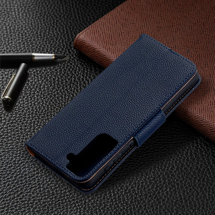 For Samsung Galaxy S21 5G Litchi Texture Pure Color Horizontal Flip Leather Case with Holder & Card Slots & Wallet & Lanyard(Dark Blue)-garmade.com