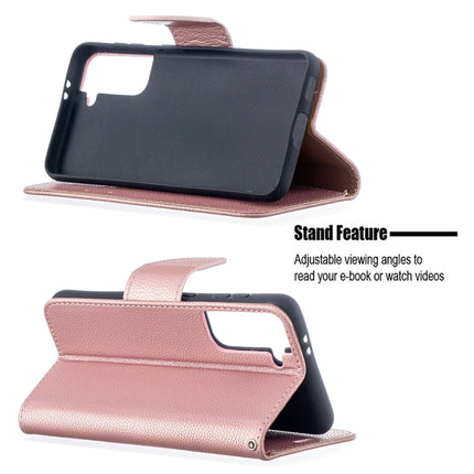 For Samsung Galaxy S21 5G Litchi Texture Pure Color Horizontal Flip Leather Case with Holder & Card Slots & Wallet & Lanyard(Rose Gold)-garmade.com