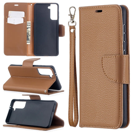 For Samsung Galaxy S21 5G Litchi Texture Pure Color Horizontal Flip Leather Case with Holder & Card Slots & Wallet & Lanyard(Brown)-garmade.com