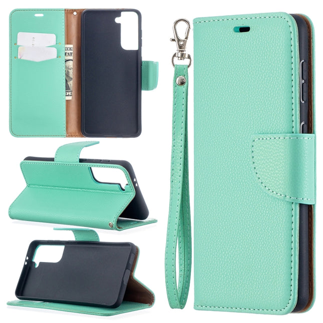 For Samsung Galaxy S21 5G Litchi Texture Pure Color Horizontal Flip Leather Case with Holder & Card Slots & Wallet & Lanyard(Green)-garmade.com