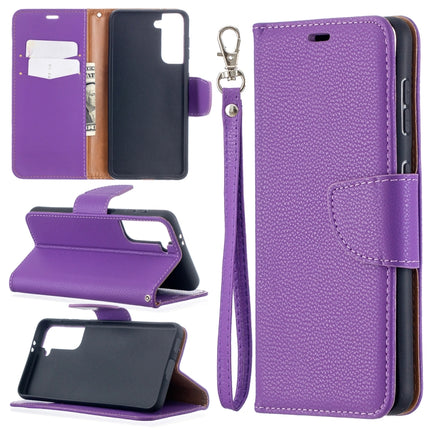 For Samsung Galaxy S21 5G Litchi Texture Pure Color Horizontal Flip Leather Case with Holder & Card Slots & Wallet & Lanyard(Purple)-garmade.com