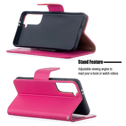 For Samsung Galaxy S21 5G Litchi Texture Pure Color Horizontal Flip Leather Case with Holder & Card Slots & Wallet & Lanyard(Rose Red)-garmade.com