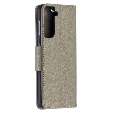 For Samsung Galaxy S21 5G Litchi Texture Pure Color Horizontal Flip Leather Case with Holder & Card Slots & Wallet & Lanyard(Grey)-garmade.com