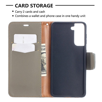 For Samsung Galaxy S21 5G Litchi Texture Pure Color Horizontal Flip Leather Case with Holder & Card Slots & Wallet & Lanyard(Grey)-garmade.com