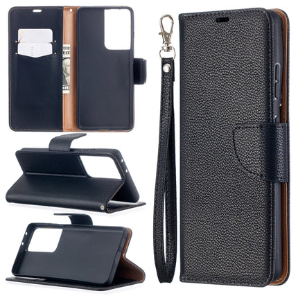 For Samsung Galaxy S21 Ultra 5G Litchi Texture Pure Color Horizontal Flip Leather Case with Holder & Card Slots & Wallet & Lanyard(Black)-garmade.com