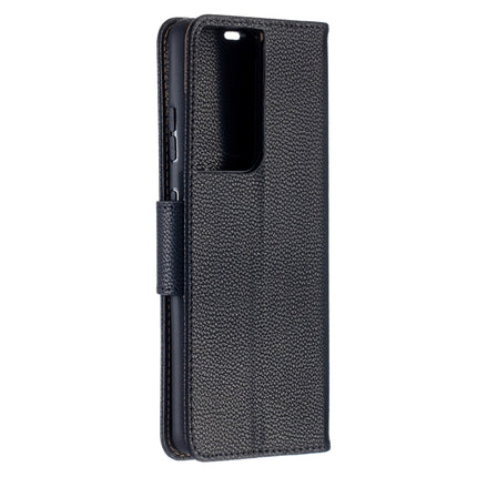 For Samsung Galaxy S21 Ultra 5G Litchi Texture Pure Color Horizontal Flip Leather Case with Holder & Card Slots & Wallet & Lanyard(Black)-garmade.com