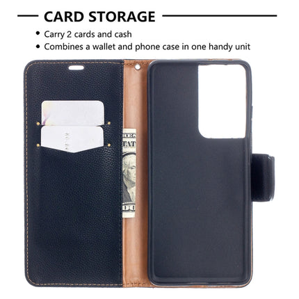 For Samsung Galaxy S21 Ultra 5G Litchi Texture Pure Color Horizontal Flip Leather Case with Holder & Card Slots & Wallet & Lanyard(Black)-garmade.com