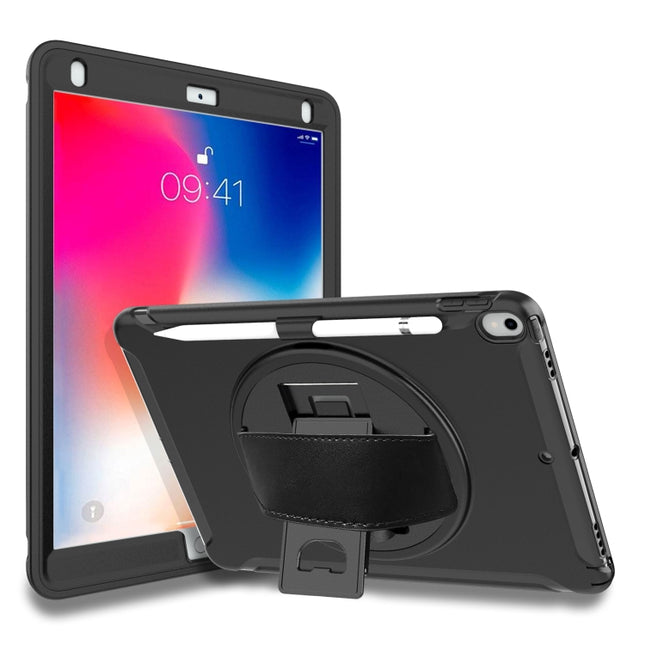 For iPad Pro 10.5 inch 360 Degree Rotation PC+TPU Protective Cover with Holder & Hand Strap(Black)-garmade.com