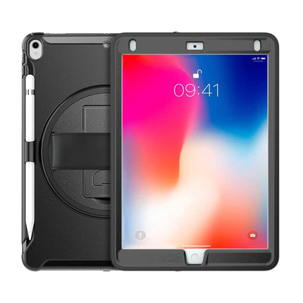 For iPad Pro 10.5 inch 360 Degree Rotation PC+TPU Protective Cover with Holder & Hand Strap(Black)-garmade.com