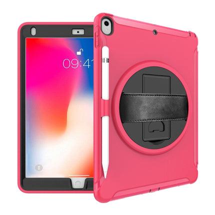 For iPad Pro 10.5 inch 360 Degree Rotation PC+TPU Protective Cover with Holder & Hand Strap(Rose Red)-garmade.com