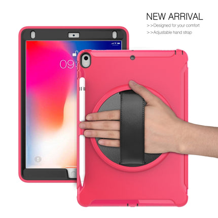 For iPad Pro 10.5 inch 360 Degree Rotation PC+TPU Protective Cover with Holder & Hand Strap(Rose Red)-garmade.com