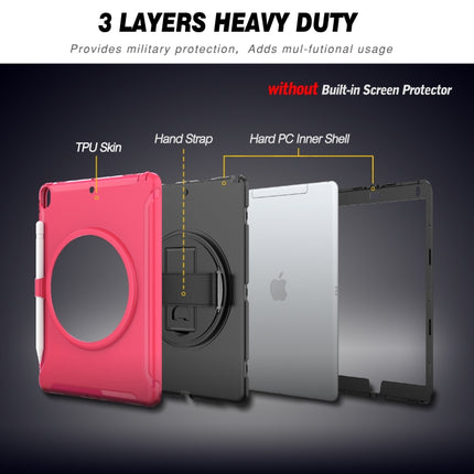 For iPad Pro 10.5 inch 360 Degree Rotation PC+TPU Protective Cover with Holder & Hand Strap(Rose Red)-garmade.com