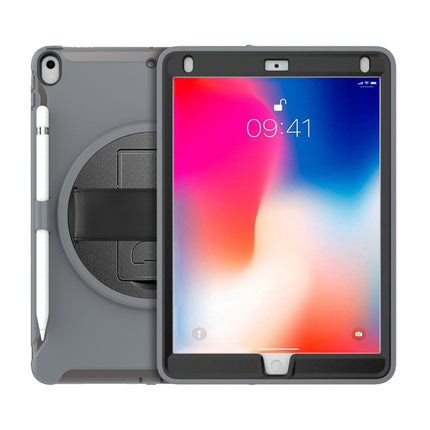 For iPad Pro 10.5 inch 360 Degree Rotation PC+TPU Protective Cover with Holder & Hand Strap(Grey)-garmade.com