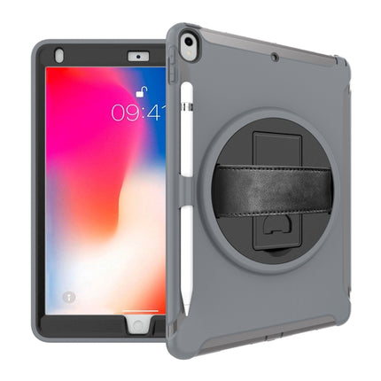 For iPad Pro 10.5 inch 360 Degree Rotation PC+TPU Protective Cover with Holder & Hand Strap(Grey)-garmade.com