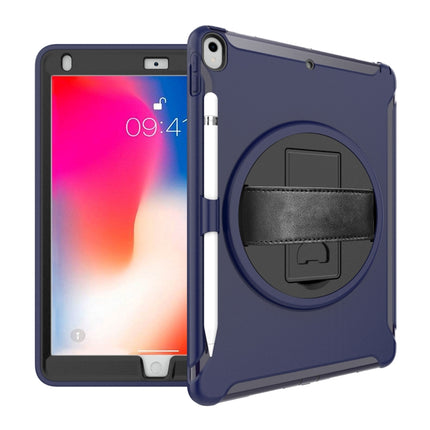 For iPad Pro 10.5 inch 360 Degree Rotation PC+TPU Protective Cover with Holder & Hand Strap(Dark Blue)-garmade.com
