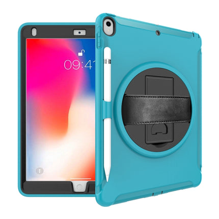 For iPad Pro 10.5 inch 360 Degree Rotation PC+TPU Protective Cover with Holder & Hand Strap(Light Blue)-garmade.com