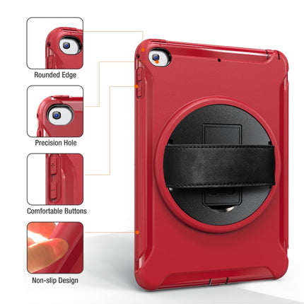 For iPad mini (2019) & mini 4 360 Degree Rotation PC+TPU Protective Cover with Holder & Hand Strap(Red)-garmade.com