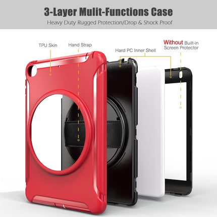 For iPad mini (2019) & mini 4 360 Degree Rotation PC+TPU Protective Cover with Holder & Hand Strap(Red)-garmade.com