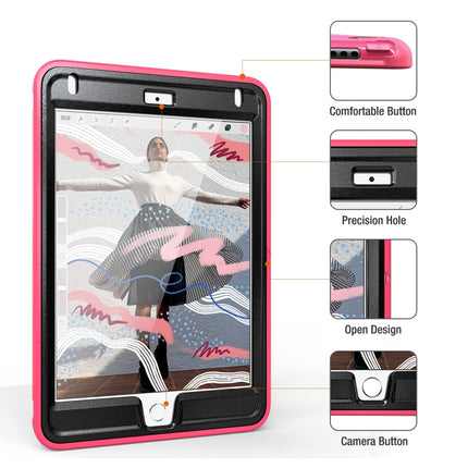 For iPad mini (2019) & mini 4 360 Degree Rotation PC+TPU Protective Cover with Holder & Hand Strap(Rose Red)-garmade.com