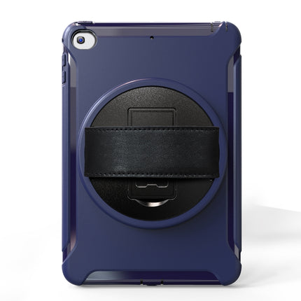 For iPad mini (2019) & mini 4 360 Degree Rotation PC+TPU Protective Cover with Holder & Hand Strap(Dark Blue)-garmade.com