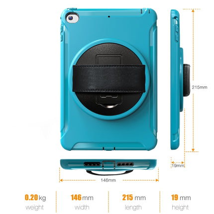 For iPad mini (2019) & mini 4 360 Degree Rotation PC+TPU Protective Cover with Holder & Hand Strap(Light Blue)-garmade.com