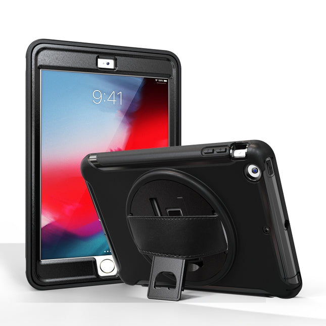 For iPad mini 3 & 2 & 1 360 Degree Rotation PC+TPU Protective Cover with Holder & Hand Strap(Black)-garmade.com