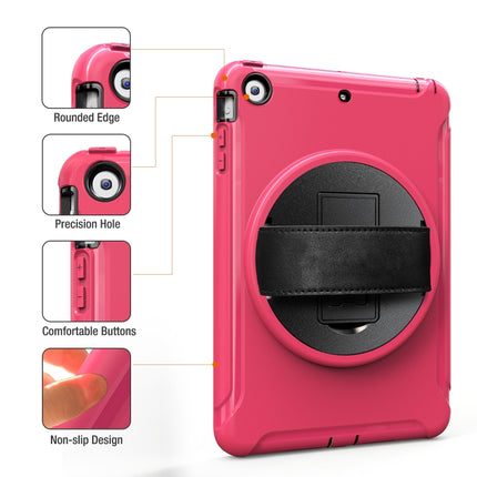 For iPad mini 3 & 2 & 1 360 Degree Rotation PC+TPU Protective Cover with Holder & Hand Strap(Rose Red)-garmade.com