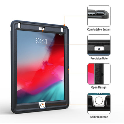 For iPad 9.7 inch (2017) 360 Degree Rotation PC+TPU Protective Cover with Holder & Hand Strap(Black)-garmade.com