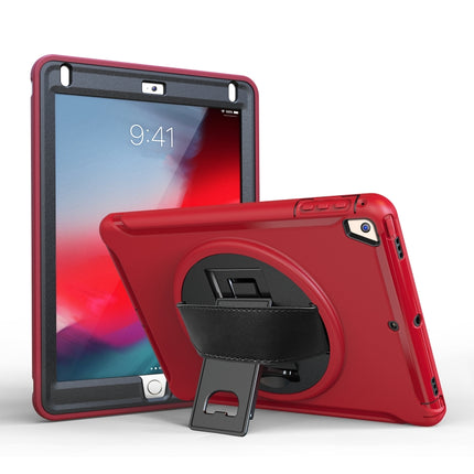 For iPad 9.7 inch (2017) 360 Degree Rotation PC+TPU Protective Cover with Holder & Hand Strap(Red)-garmade.com
