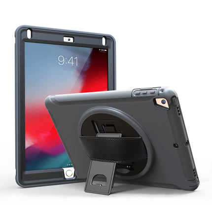 For iPad 9.7 inch (2017) 360 Degree Rotation PC+TPU Protective Cover with Holder & Hand Strap(Grey)-garmade.com