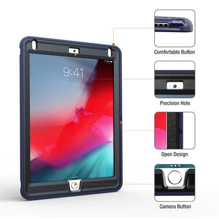For iPad 9.7 inch (2017) 360 Degree Rotation PC+TPU Protective Cover with Holder & Hand Strap(Dark Blue)-garmade.com