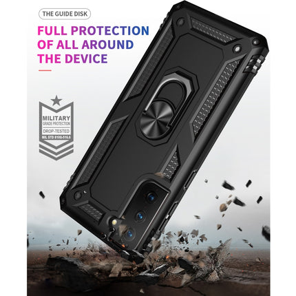 For Samsung Galaxy S21 5G Shockproof TPU + PC Protective Case with 360 Degree Rotating Holder(Black)-garmade.com
