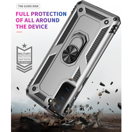 For Samsung Galaxy S21 5G Shockproof TPU + PC Protective Case with 360 Degree Rotating Holder(Silver)-garmade.com