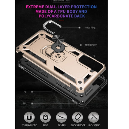 For Samsung Galaxy S21 5G Shockproof TPU + PC Protective Case with 360 Degree Rotating Holder(Gold)-garmade.com