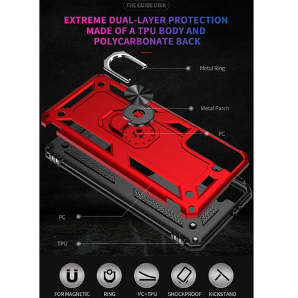 For Samsung Galaxy S21 5G Shockproof TPU + PC Protective Case with 360 Degree Rotating Holder(Red)-garmade.com