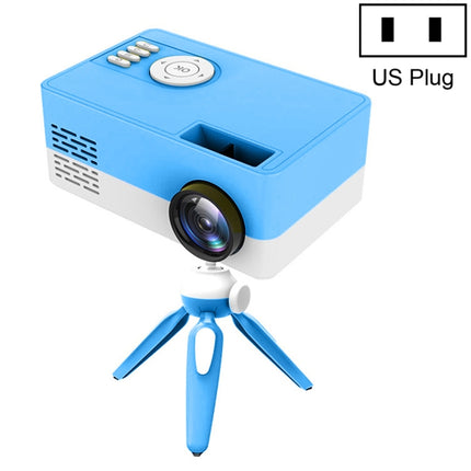 J15 1920 x 1080P HD Household Mini LED Projector with Tripod Mount Support AV / HDMI x 1 / USB x1 / TF x 1, Plug Type:US Plug(Blue White)-garmade.com