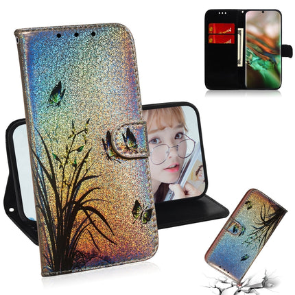 Colored Drawing Pattern Colorful Magnetic Buckle Horizontal Flip PU Leather Case with Holder & Card Slots & Wallet & Lanyard For Galaxy Note 10 / 10 5G(Butterfly Orchid)-garmade.com