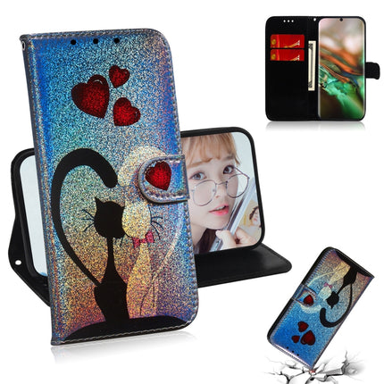 Colored Drawing Pattern Colorful Magnetic Buckle Horizontal Flip PU Leather Case with Holder & Card Slots & Wallet & Lanyard For Galaxy Note 10 / 10 5G(Love Cat)-garmade.com