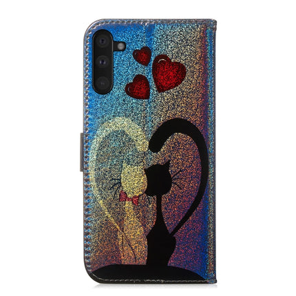 Colored Drawing Pattern Colorful Magnetic Buckle Horizontal Flip PU Leather Case with Holder & Card Slots & Wallet & Lanyard For Galaxy Note 10 / 10 5G(Love Cat)-garmade.com