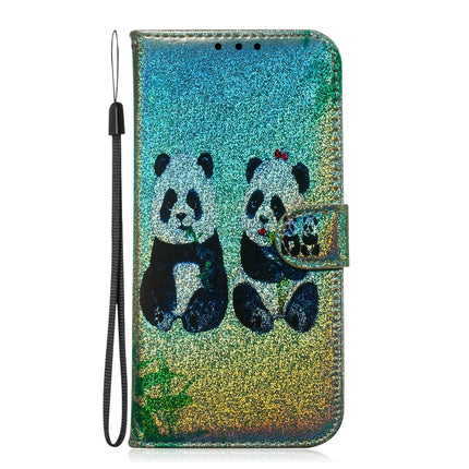 Colored Drawing Pattern Colorful Magnetic Buckle Horizontal Flip PU Leather Case with Holder & Card Slots & Wallet & Lanyard For Galaxy Note 10 / 10 5G(Two Pandas)-garmade.com
