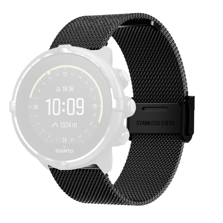 For Suunto 9 Milanese Nice Buckle Replacement Wrist Strap Watchband(Black)-garmade.com