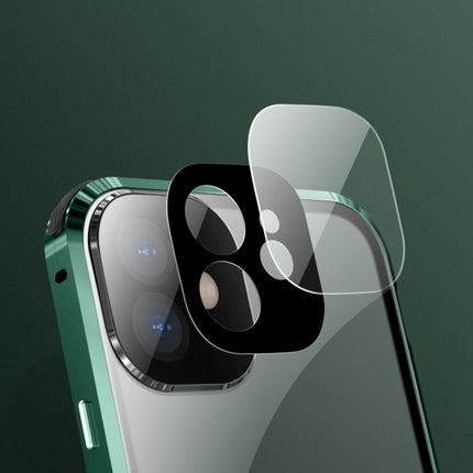 Four-corner Shockproof Anti-peeping Magnetic Metal Frame Double-sided Tempered Glass Case For iPhone 11 Pro Max(Dark Green)-garmade.com
