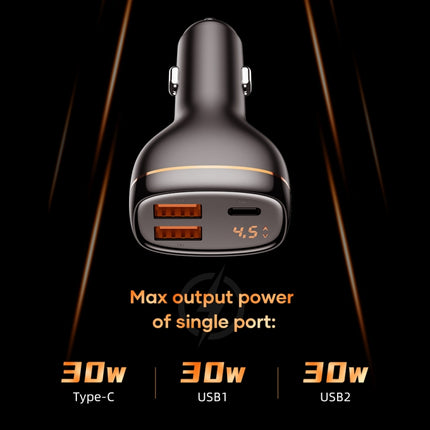 ROCK C301 60W Smart Digital Display Three Ports Car Charger(Black)-garmade.com