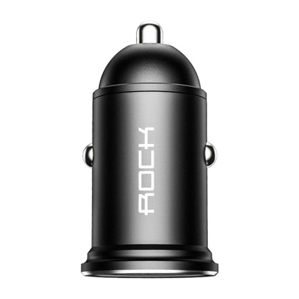 ROCK H11 4.8A 24W Mini Dual USB Car Charger(Black)-garmade.com