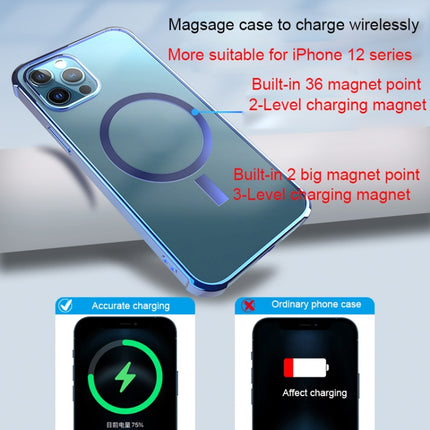 Straight Side Laser Plating Full Coverage Clear TPU Shockproof Magsafe Case For iPhone 12 Pro Max(Graphite Black)-garmade.com
