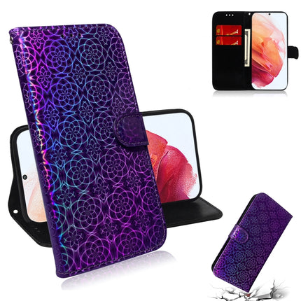 For Samsung Galaxy S21 5G Solid Color Colorful Magnetic Buckle Horizontal Flip PU Leather Case with Holder & Card Slots & Wallet & Lanyard(Purple)-garmade.com