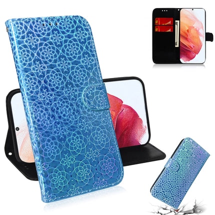 For Samsung Galaxy S21 5G Solid Color Colorful Magnetic Buckle Horizontal Flip PU Leather Case with Holder & Card Slots & Wallet & Lanyard(Sky Blue)-garmade.com