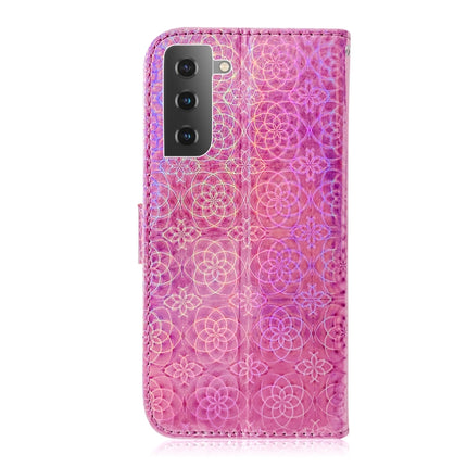 For Samsung Galaxy S21+ 5G Solid Color Colorful Magnetic Buckle Horizontal Flip PU Leather Case with Holder & Card Slots & Wallet & Lanyard(Pink)-garmade.com